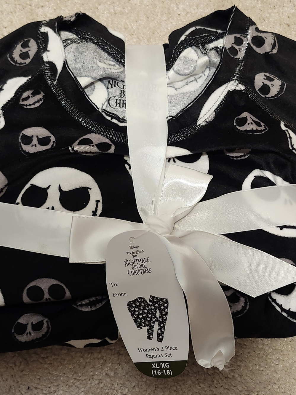 Disney The Nightmare Before Christmas Black & White Women's 2-Piece Pajama Set